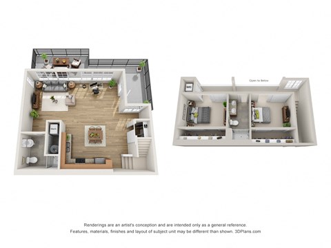 Floor plan for 2 beds, 2 baths, 1310 sqft